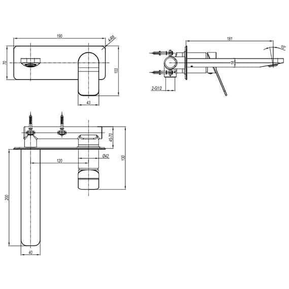 Crosswater Wall Mounted Basin Tap Crosswater Glide II 2 Hole Wall Mounted Basin Mixer Tap