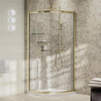 Aquarius Quadrant Shower Enclosure Brushed Brass / 900mm Aquarius Pluvia 8mm Quadrant Single Sliding Shower Door