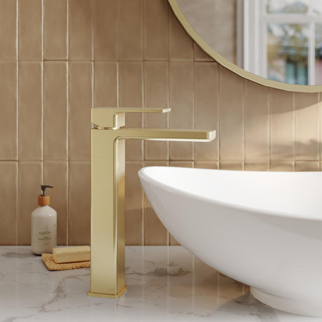 Aquarius Bathrooms Tall Basin Tap Brushed Brass Aquarius Tetra Tall Mono Basin Mixer Tap