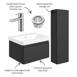 Aquarius Bathrooms Wall Mounted Vanity Unit Aquarius Sophie 605mm Wall Hung Vanity Unit, Tall Boy Storage Unit, Tap and Fittings Bundle