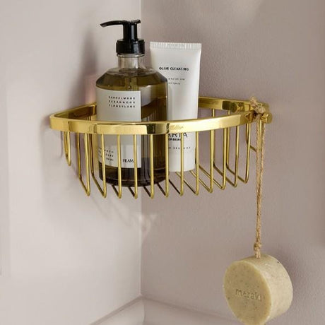 Miller Basket Polished Brass Miller Signature Corner Wire Shower Basket