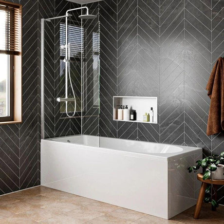 Crosswater Bath Screen Brushed Nickel Crosswater Clear 6 Fixed Bath Screen