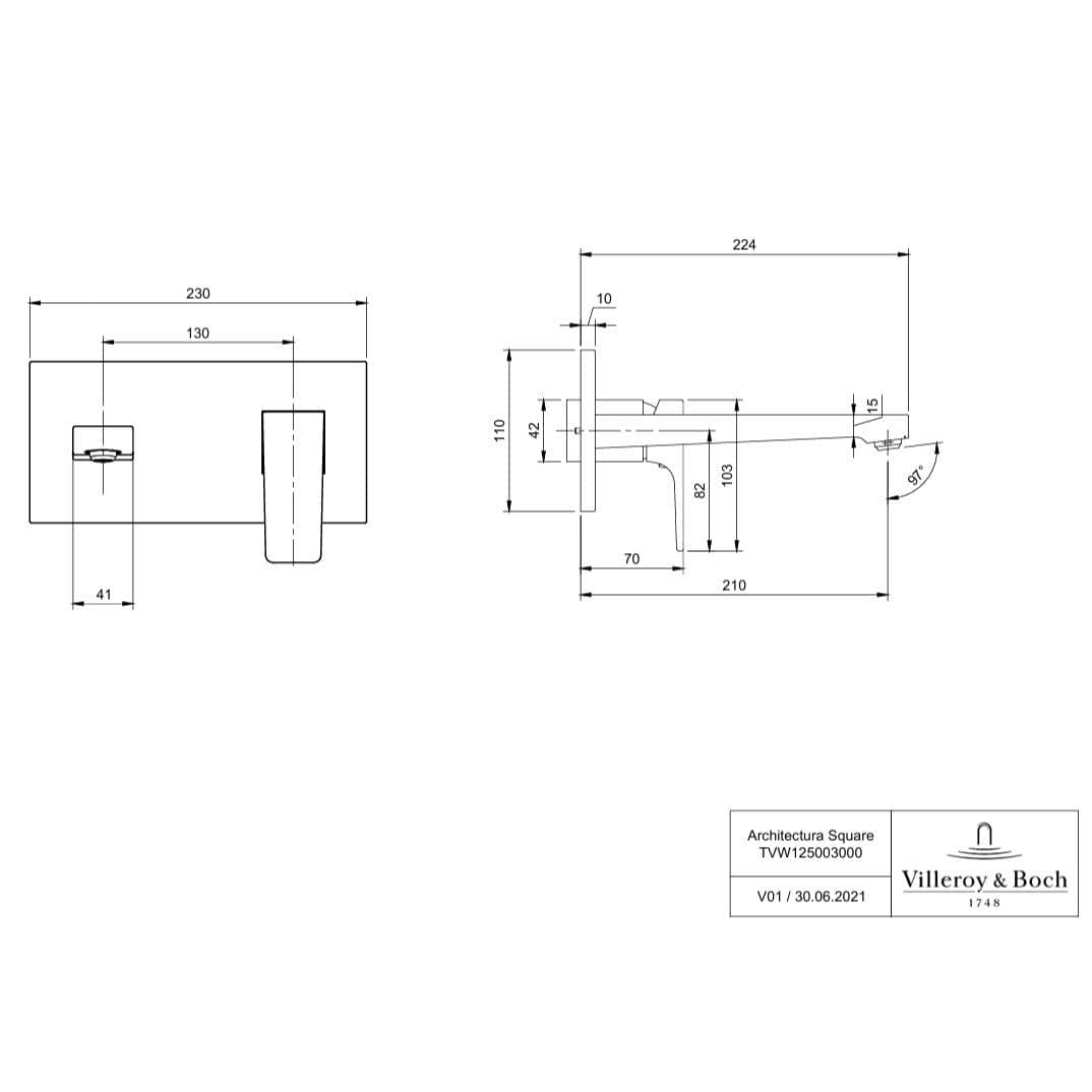 Villeroy & Boch Wall Mounted Basin Tap Villeroy & Boch Architectura Single Lever Basin Mixer Tap with Push Open Waste