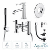 Aquarius Bathrooms Bath Shower Mixer Chrome Aquarius RF-Series Complete Bath and Basin Brassware Pack with Basin Tap, Bath and Shower Mixer and Wastes