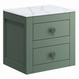 Crosswater Wall Mounted Vanity Unit Sage Green / 495 x 375mm Crosswater Canvass Vanity Unit with White Carrara Marble Effect Worktop
