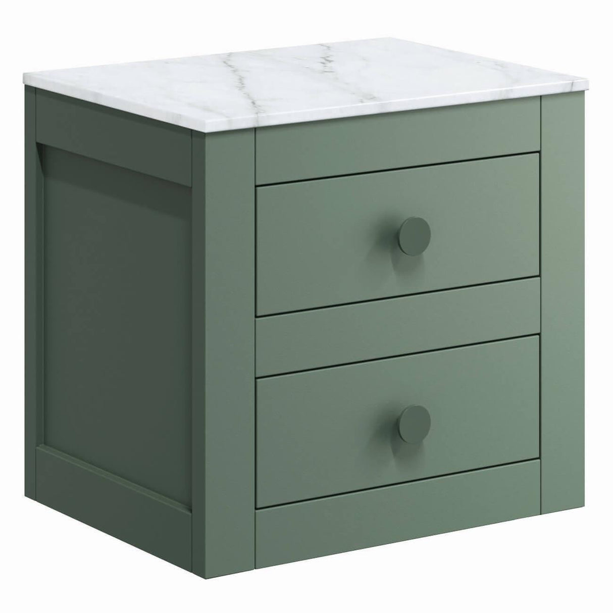 Crosswater Wall Mounted Vanity Unit Sage Green / 495 x 375mm Crosswater Canvass Vanity Unit with White Carrara Marble Effect Worktop