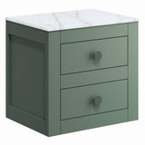 Crosswater Wall Mounted Vanity Unit Sage Green / 495 x 375mm Crosswater Canvass Vanity Unit with White Carrara Marble Effect Worktop