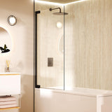 Crosswater Bath Screen Matt Black Crosswater Asura 8mm Hinged Bath Screen