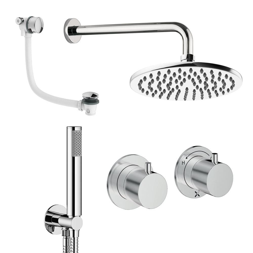 UK Bathroom Store Concealed Shower Set Crosswater Module Shower Set 6 - 3 Outlet with Overhead Shower, Handset and Overflow Bath Filler