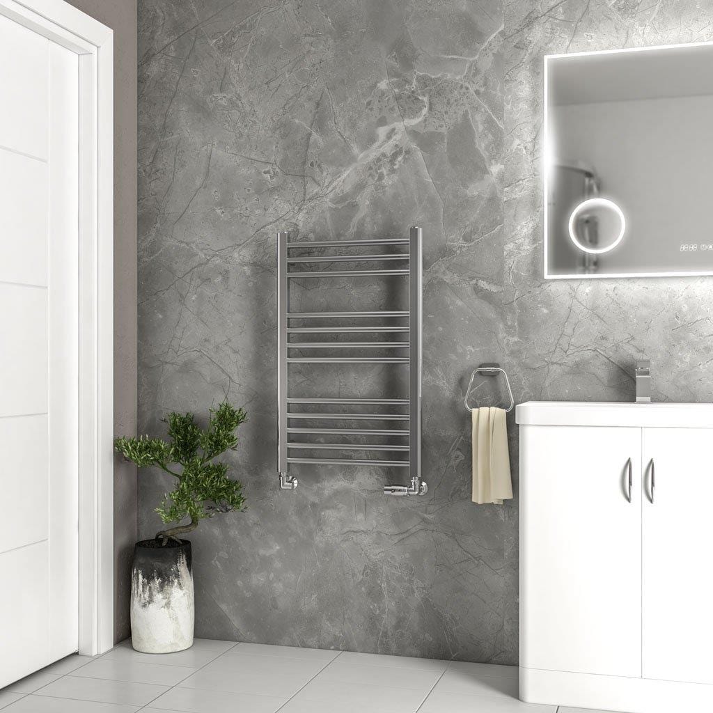 Eastbrook Ladder Rail 800 x 500 / Central Heating Eastbrook Wendover Straight Vertical Heated Towel Rail in Polished Stainless Steel