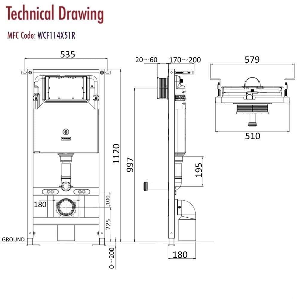 Crosswater Wall Hung WC Frame Crosswater 1.12m Dual Flush WC Support Frame Set with Flush Plate