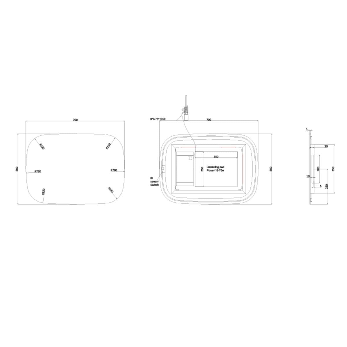 Crosswater Illuminated Mirror Crosswater Artist LED Illuminated Mirror