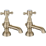 Aquarius Bathrooms Pillar Basin Tap Brushed Brass Aquarius Chic Basin Pillar Taps (Pair)