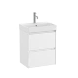 Roca Wall Mounted Vanity Unit Matt White Roca Ona 500mm Compact Wall Mounted Two Drawer Vanity Unit with Basin