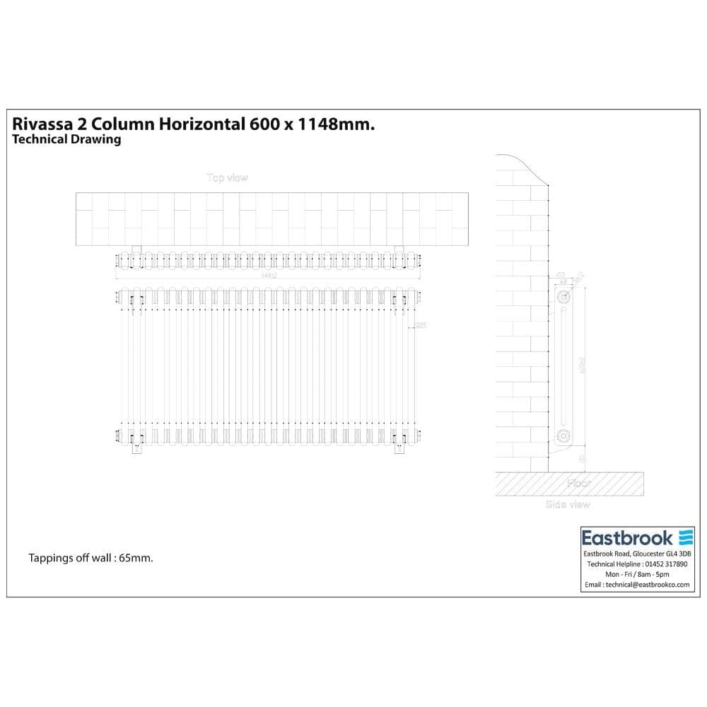 Eastbrook Rivassa Traditional 2 Column Radiator in Gloss White