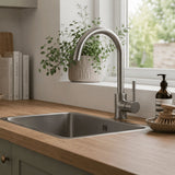 Aquarius Bathrooms Kitchen Tap Brushed Stainless Steel Aquarius TrueCook Single Lever Kitchen Mixer Tap