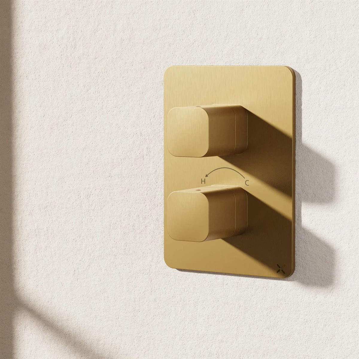 Crosswater Concealed Shower Valve Brushed Brass Crosswater Glide II Crossbox 2 Outlet Multi-Flow Trimset