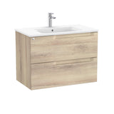 Roca Wall Mounted Vanity Unit Beige Wood / Central Roca Aleyda 800mm Wall Mounted Two Drawer Vanity Unit with Basin