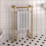 Eastbourne Inset Radiator Electric Only Eastbrook Isbourne Straight Vertical Traditional Radiator in Brushed Brass/Gloss White