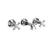 Sagittarius Wall Mounted Basin Tap Sagittarius Kensington 3 Hole Wall Mounted Basin Mixer Tap in Chrome/White