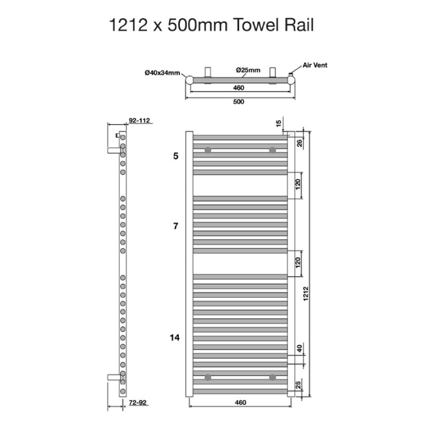 Tissino Ladder Rails Tissino Hugo2 Designer Towel Radiator in Chrome