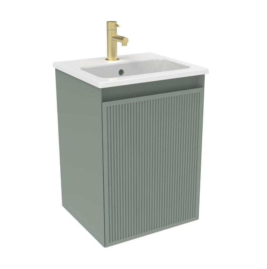 Saneux Cloakroom Vanity Unit Matte Sage / 1 Hole Saneux Monument 400mm Wall Mounted One Door Vanity Unit with Basin