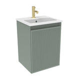 Saneux Cloakroom Vanity Unit Matte Sage / 1 Hole Saneux Monument 400mm Wall Mounted One Door Vanity Unit with Basin