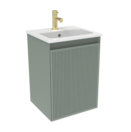 Saneux Cloakroom Vanity Unit Matte Sage / 1 Hole Saneux Monument 400mm Wall Mounted One Door Vanity Unit with Basin