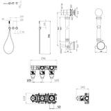 UK Bathroom Store Concealed Shower Set Crosswater Module Shower Set 5 with Pencil Handset and Overflow Bath Filler