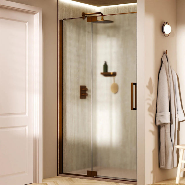 Crosswater Pivot Shower Door Crosswater Optix 10 Pivot Door with Inline Panel 1200mm in Brushed Bronze