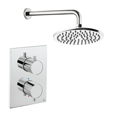 UK Bathroom Store Concealed Shower Set Chrome / Wall Arm / 200mm Crosswater Crossbox Shower Set 1 - 1 Outlet with Fixed Overhead Shower