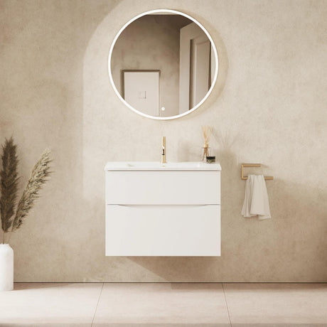 Crosswater Wall Mounted Vanity Unit 700mm / White Gloss Crosswater Glide II Wall Mounted Two Drawer Vanity Unit with Basin