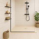 Aquarius Shower Tray Aquarius Honiston Mineral Composite Slate Effect Shower Tray in Sand