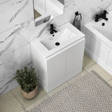 Aquarius Bathrooms Floor Standing Vanity Unit 500mm Aquarius Halite Waterproof Floor Standing Vanity Unit in Gloss White with 1 Tap Hole Basin