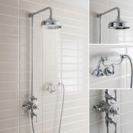 Crosswater Exposed Shower Set Crosswater Belgravia Thermostatic Shower Kit with Fixed Shower Head and Handset with Cradle in Chrome
