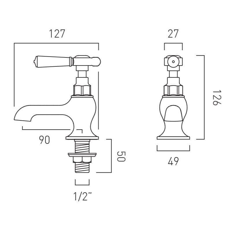 Vado Pillar Basin Tap Booth & Co. Axbridge Lever Basin Pillar Taps (Pair)
