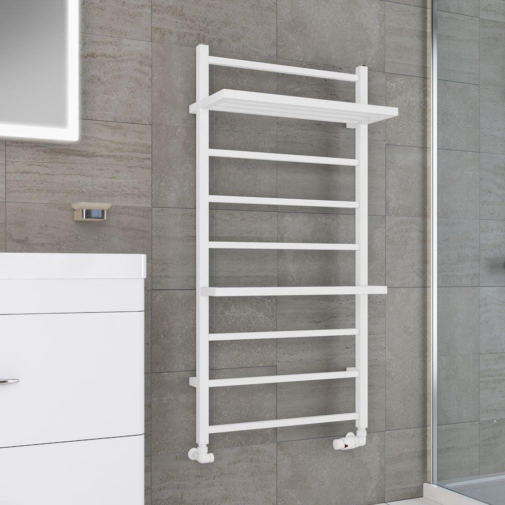 Eastbrook Designer Towel Radiator Eastbrook Launton Straight Vertical Heated Towel Rail in Matt White