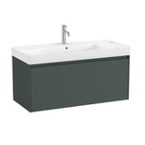 Roca Wall Mounted Vanity Unit Matt Green Roca Ona 1000mm Wall Mounted One Drawer Vanity Unit with Basin
