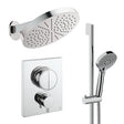 UK Bathroom Store Concealed Shower Set Chrome Crosswater Crossbox Push Shower Set 5 - 2 Outlet with Revive Steel Overhead Shower and Slide Rail Kit