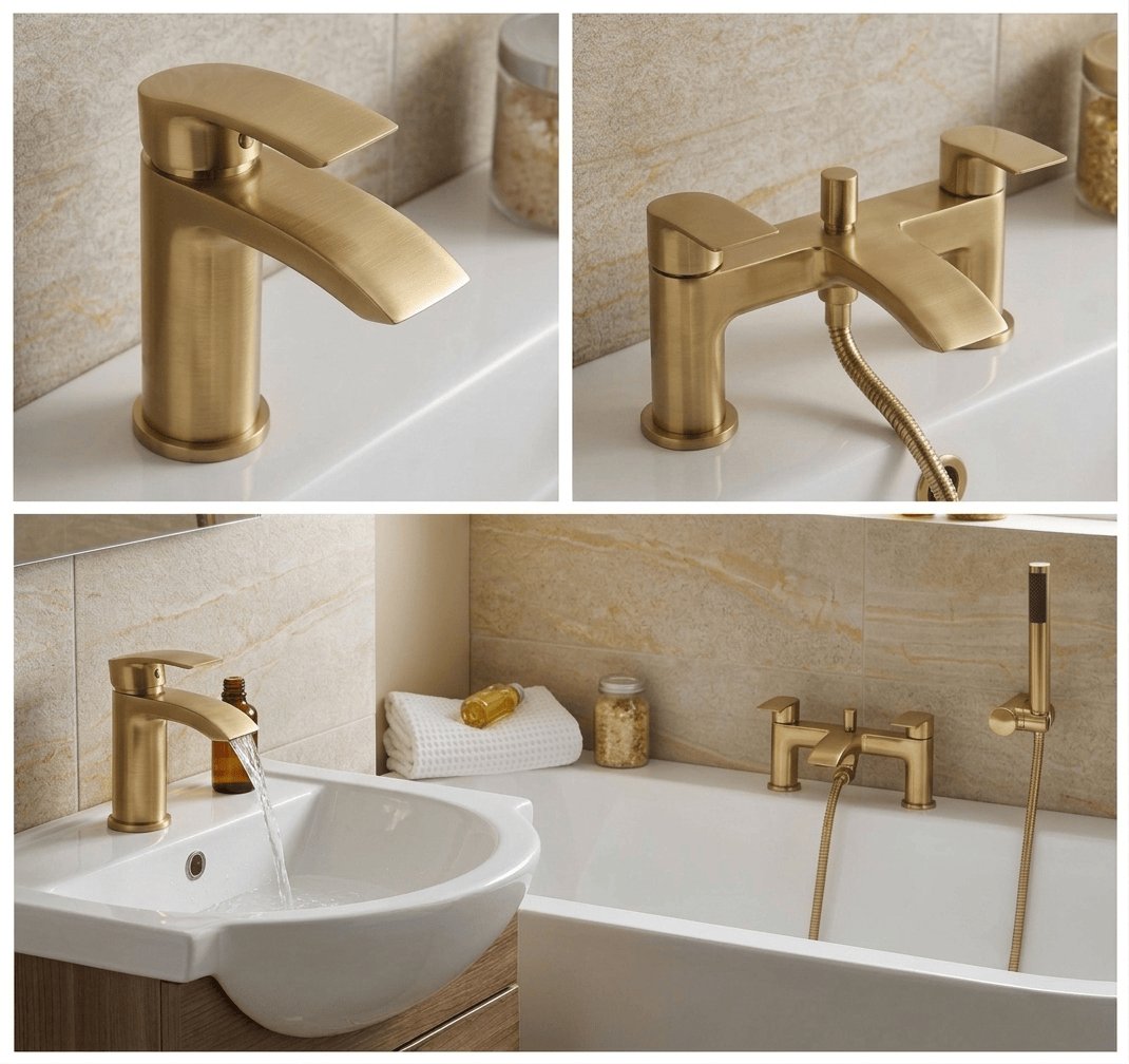 Aquarius Bathrooms Bath Shower Mixer Aquarius Arc Complete Brassware Pack with Basin Tap, Bath and Shower Mixer
