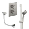 UK Bathroom Store Concealed Shower Set Brushed Nickel Crosswater Crossbox Shower Set 6 - 2 Outlet with Riser Rail Kit and Overflow Bath Filler Waste