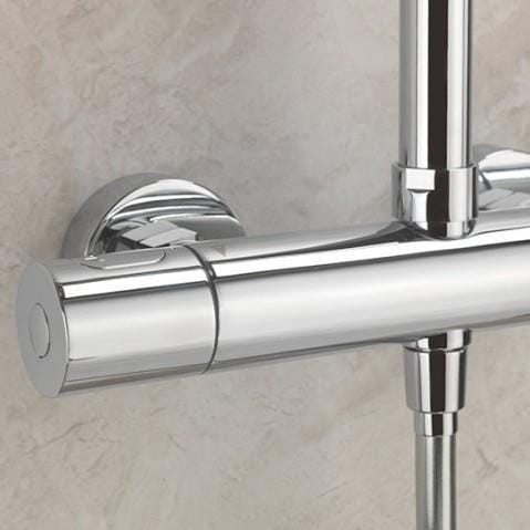 Sagittarius Exposed Shower Set Sagittarius Aurora Deluxe Exposed Shower Valve with Fixed Head, Riser and Handset in Chrome