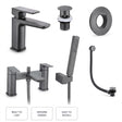 Aquarius Bathrooms Bath Shower Mixer Gunmetal Grey Aquarius Hydro Complete Bath Brassware Pack with Basin Mixer, Bath and Shower Mixer