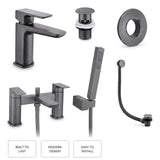 Aquarius Bathrooms Bath Shower Mixer Gunmetal Grey Aquarius Hydro Complete Bath Brassware Pack with Basin Mixer, Bath and Shower Mixer
