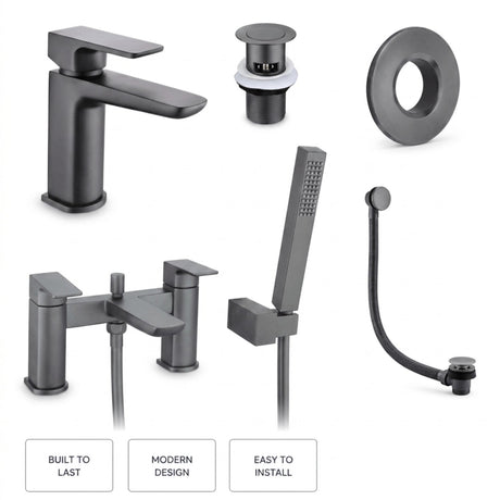 Aquarius Hydro Complete Bath Brassware Pack with Basin Mixer, Bath and Shower Mixer