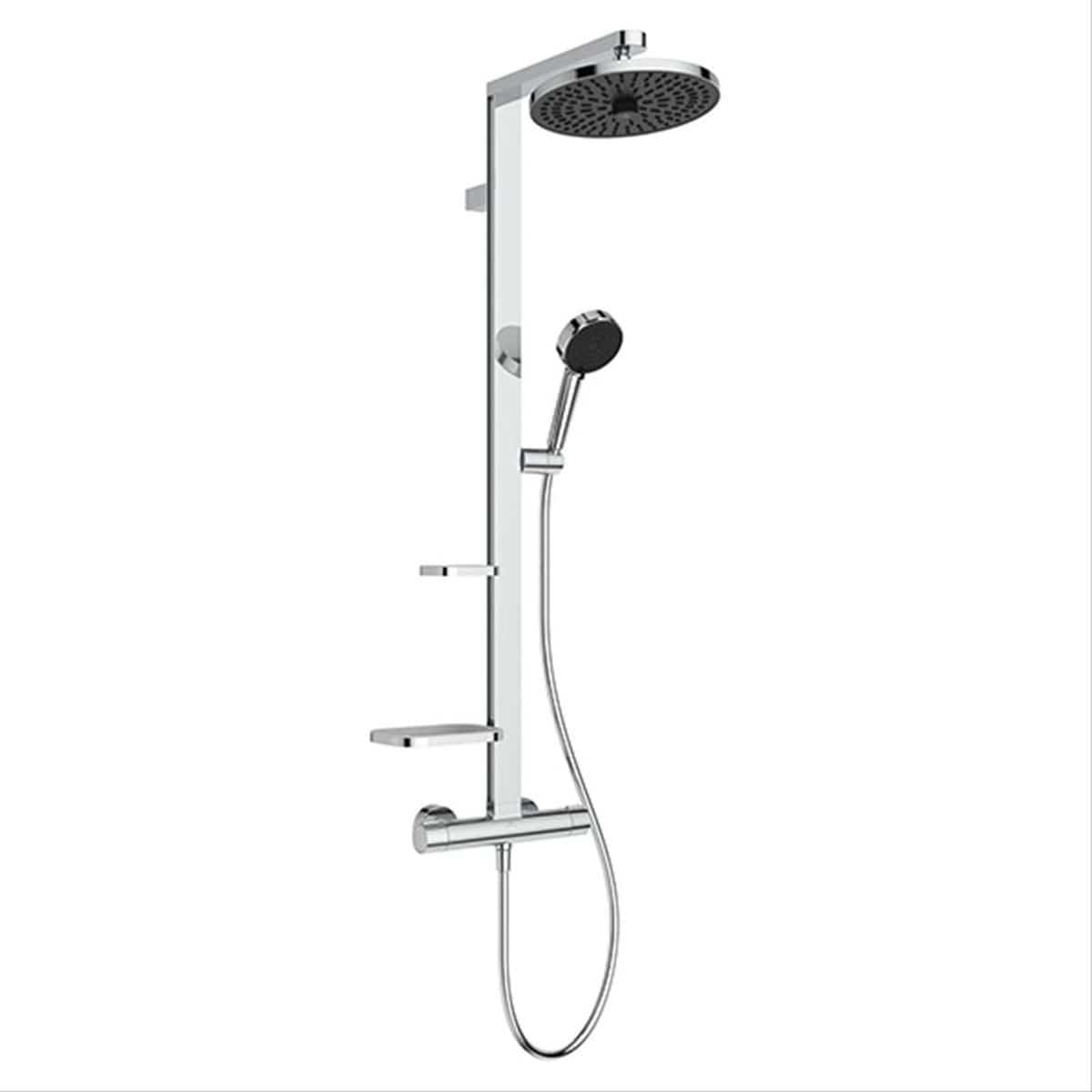 Ideal Standard Exposed Shower Set Ideal Standard Ceratherm ALU+ Exposed Shower Valve Set with Fixed Riser, Showerhead, Handset and Shelves