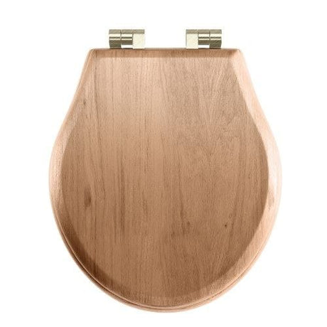 Imperial Toilet Seat Oak / Brushed Nickel Imperial Regent Solid Wood Toilet Seat in Natural Oak with Soft Close Hinges
