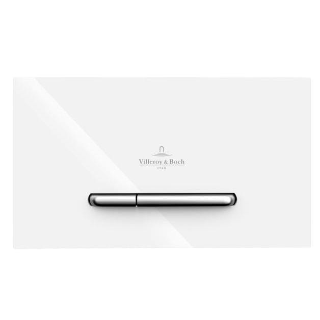 Villeroy and Boch Flush Plate Matt White with Matt Chrome Buttons Villeroy & Boch ViConnect 300S Toilet Flush Plate