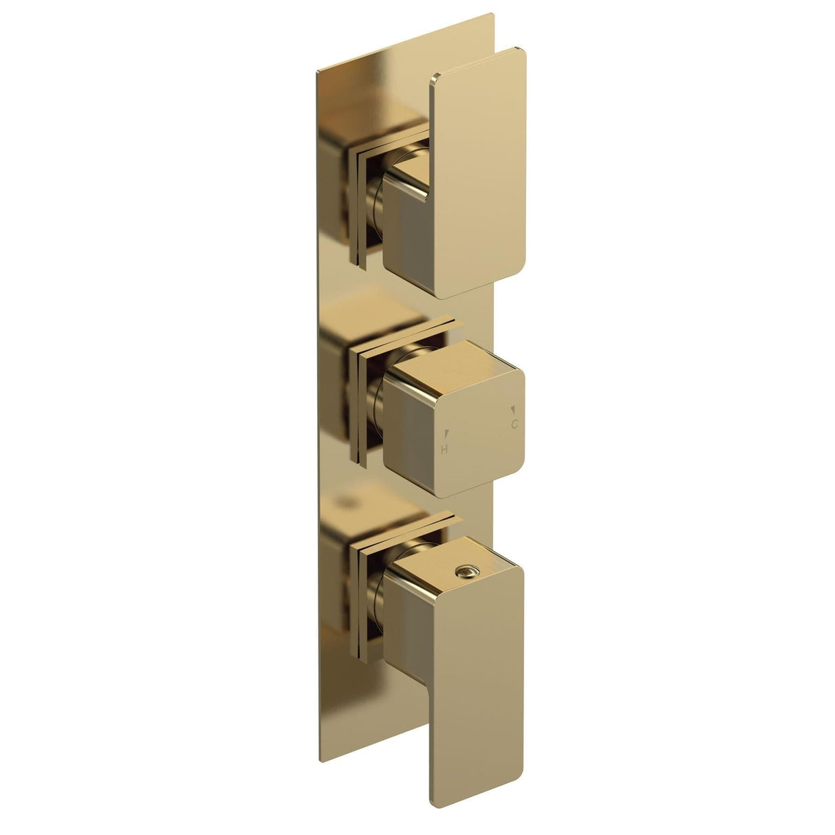 Aquarius Bathrooms Concealed Shower Valve Brushed Brass Aquarius Tetra 3-Outlet Triple Handle Thermostatic Concealed Valve with Diverter