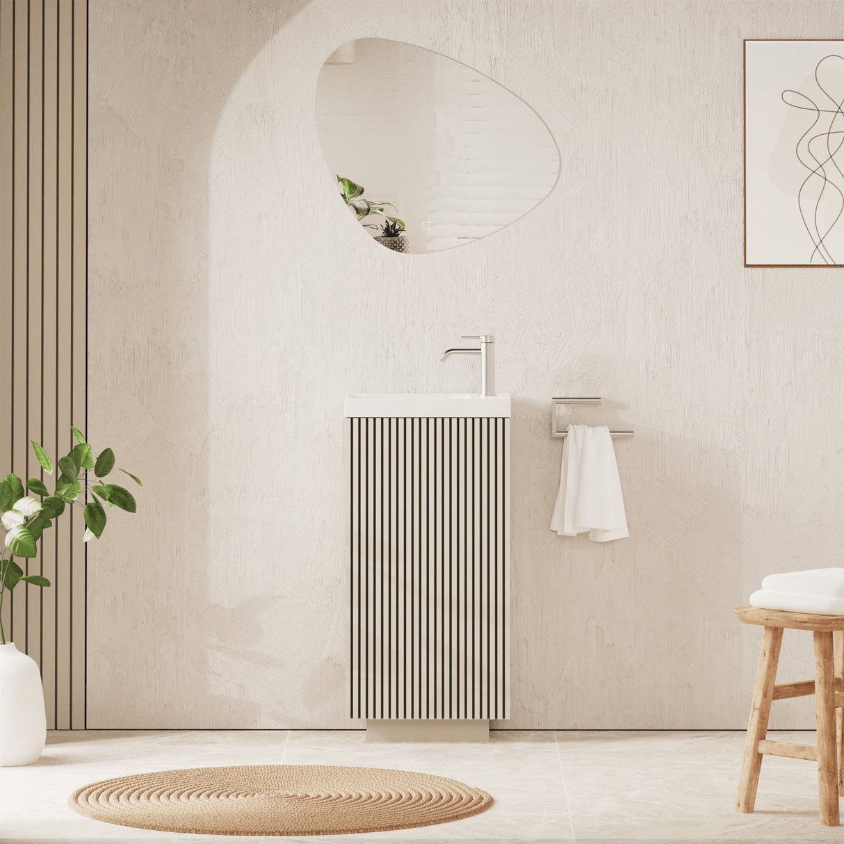 Crosswater Cloakroom Vanity Unit Warm Stone Crosswater Limit Cloakroom Floor Standing 400mm Single Door Vanity Unit with Basin